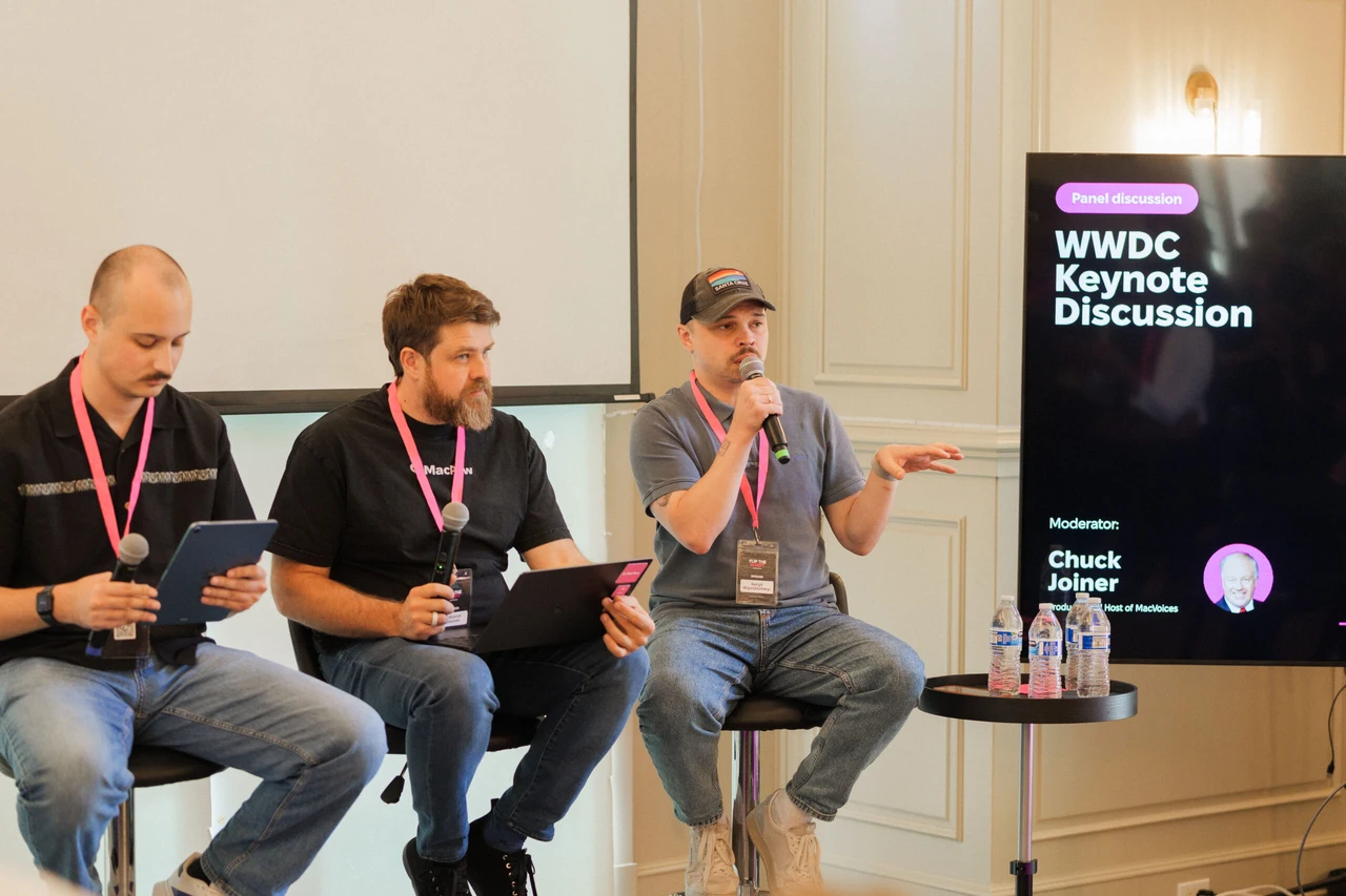 Redfruit Media CEO Holden Satterwhite, MacPaw Founder and CEO Oleksandr Kosovan, MacPaw Director of AI and Research Sergii Kryvoblotskyi.